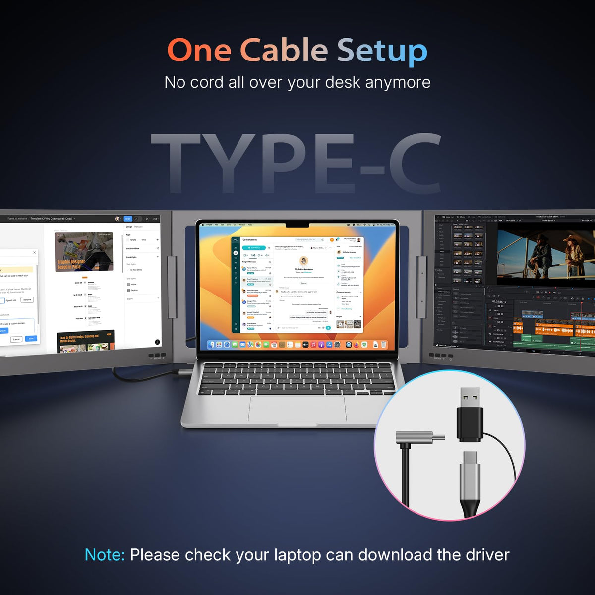 QQH one cable USB C setup keeps desk tidy and efficient