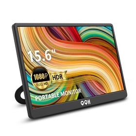 QQH portable monitor 15.6-inch on desk with bright 1080p display for productive work.