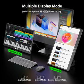 QQH portable monitor connectivity ports including USB-C and Mini HDMI