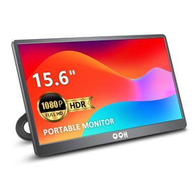 QQH portable monitor front view showing vivid 1080p display for multitasking