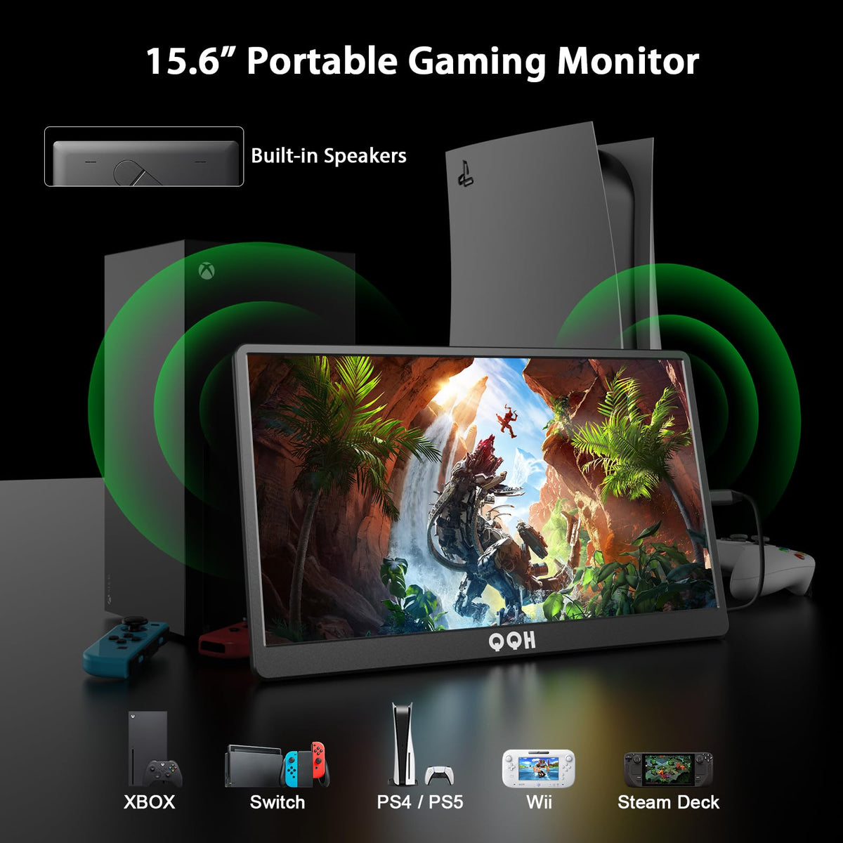 QQH portable monitor in portrait mode ideal for reading and coding