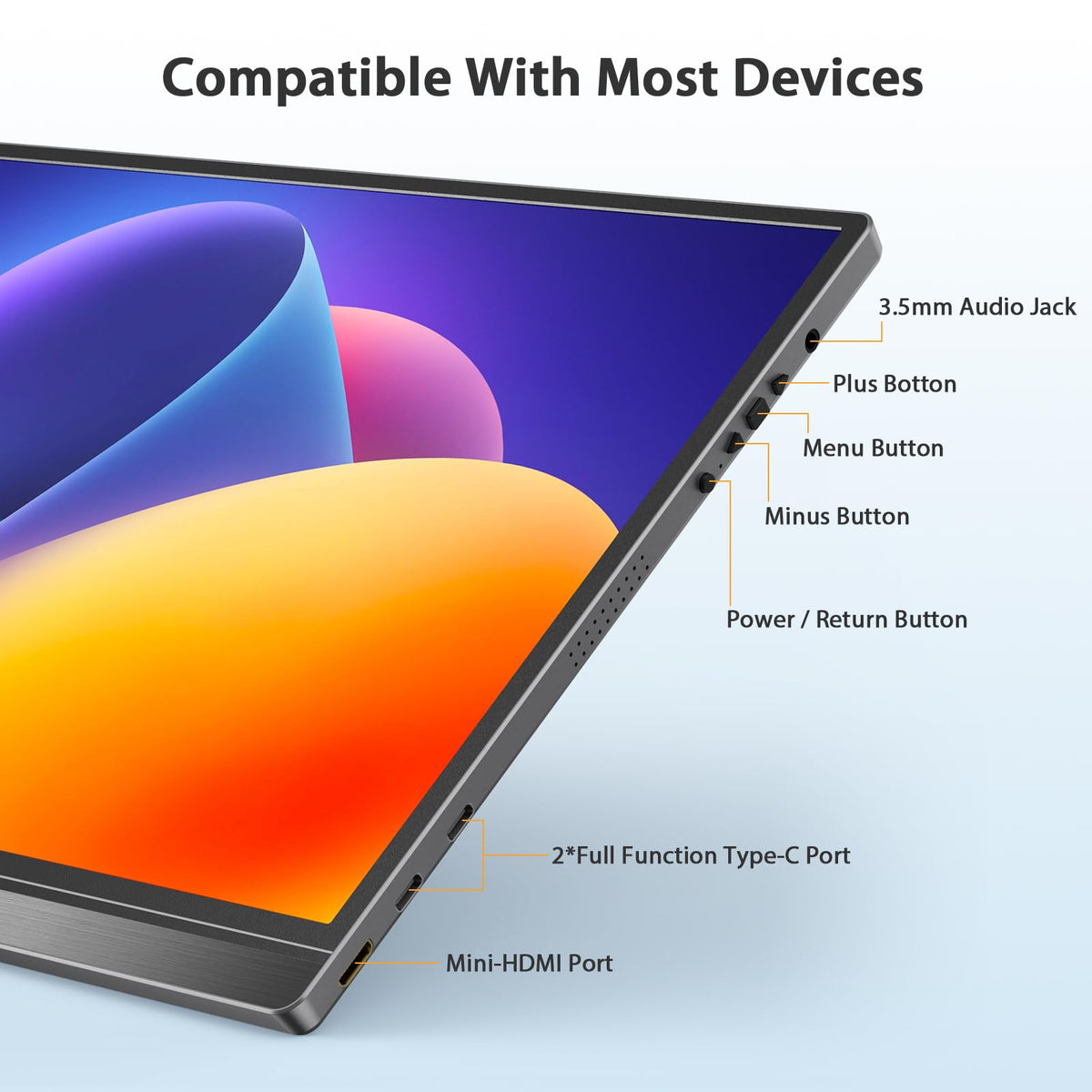 QQH portable monitor smart cover stand enabling adjustable viewing angles.