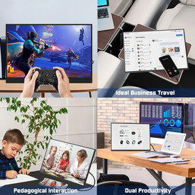 QQU touchscreen usage guidance noting port labels and touch capability.