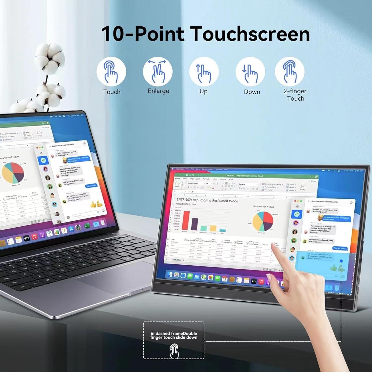QQU ultra-slim travel display emphasizing lightweight, portable form.