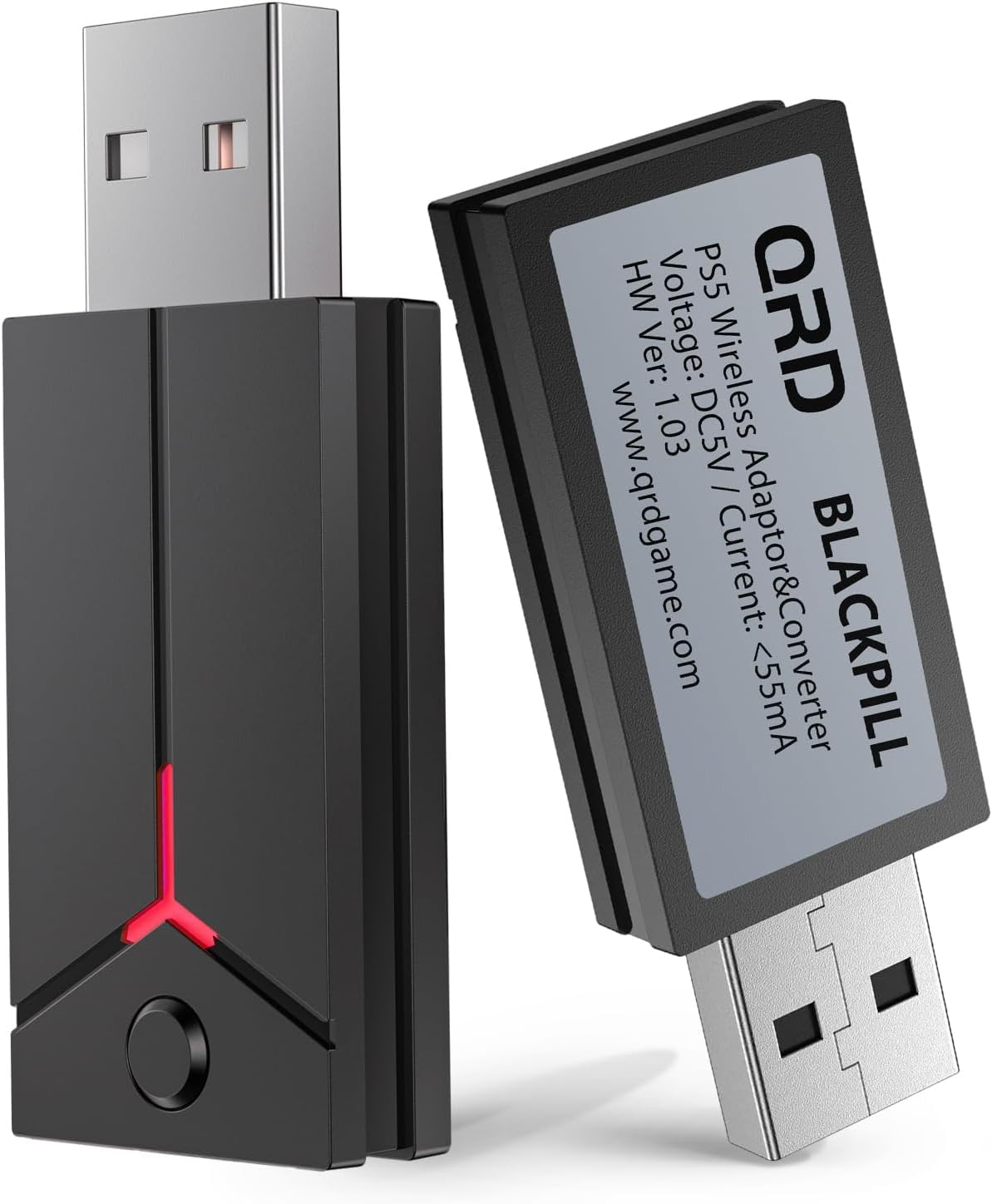 QRD close-up of USB connector and LED indicating easy setup and clear status