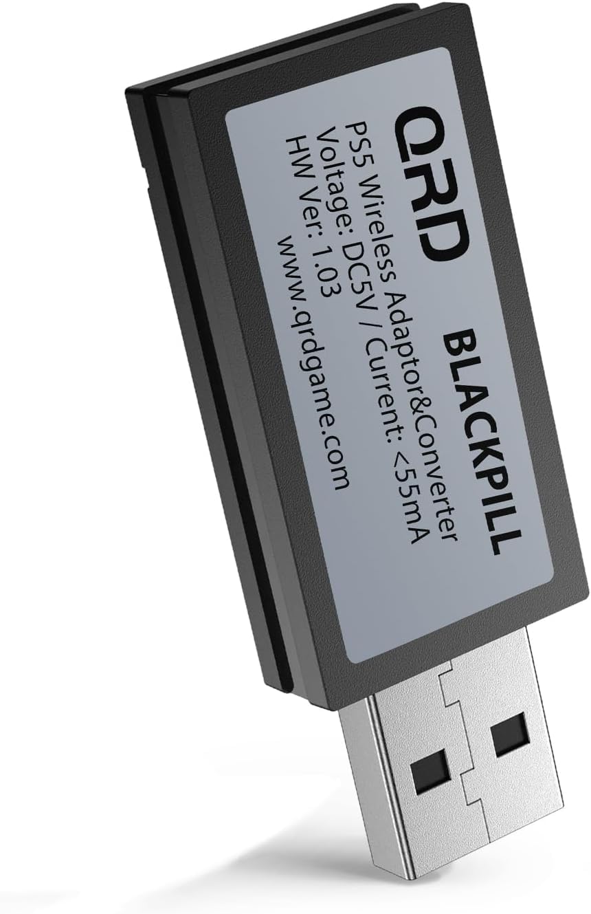QRD in use with PS5 controller demonstrating low-latency wireless play benefit