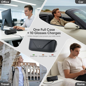 Qreach on a table beside travel items showing convenience for commuters and travelers