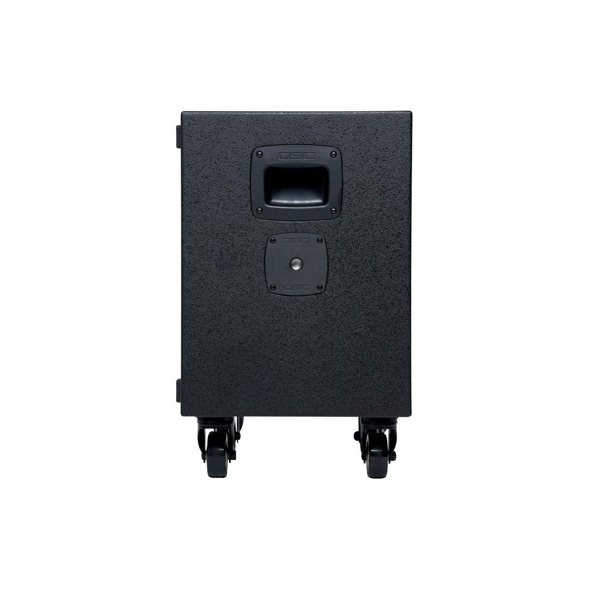 QSC KS112 with pole receptacles demonstrates flexible vertical or horizontal deployment.