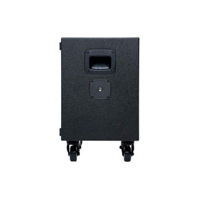 QSC KS112 with pole receptacles demonstrates flexible vertical or horizontal deployment.
