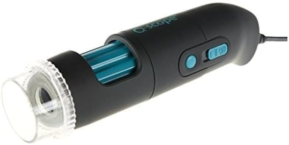 Q-Scope QS.20200-P digital microscope front view for high-detail inspection with glare-free imaging.