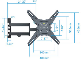 QualGear arm fully extended 18.5 inches offering flexible viewing positions