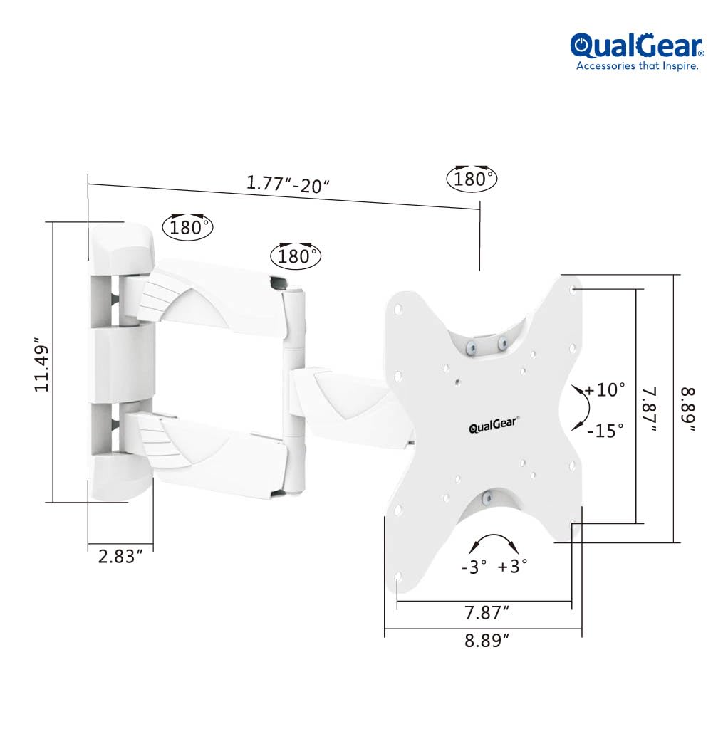 QualGear extended arm angled view illustrating flexible swivel and reach