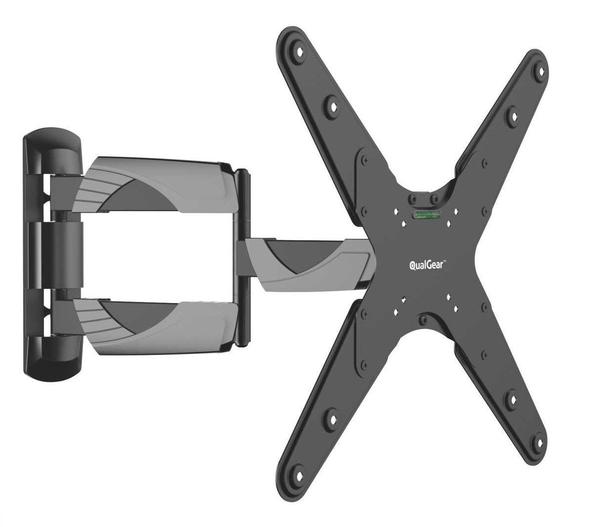 QualGear front view of mounted TV showing slim profile and secure hold