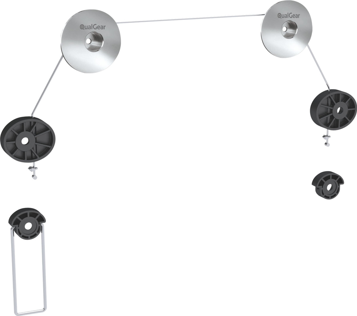 QualGear mount front view showing slim profile and clean wall look