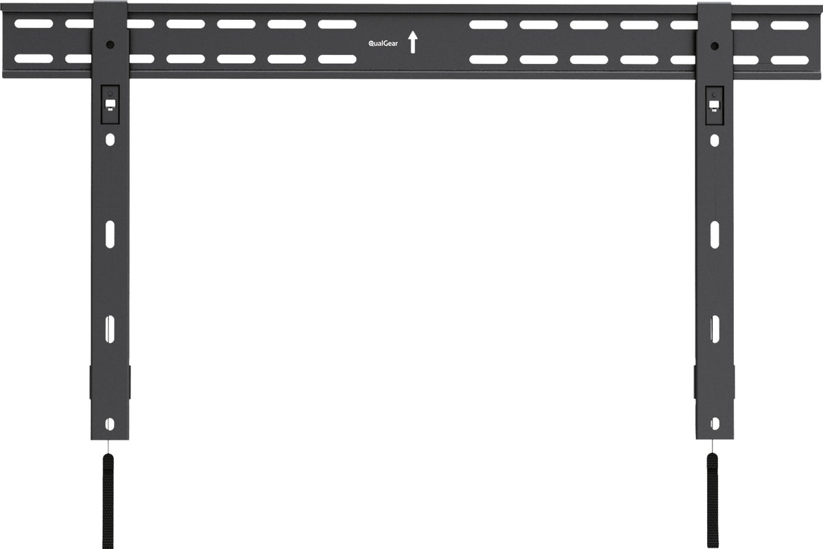 QualGear front view showing slim black mount and flush TV benefit