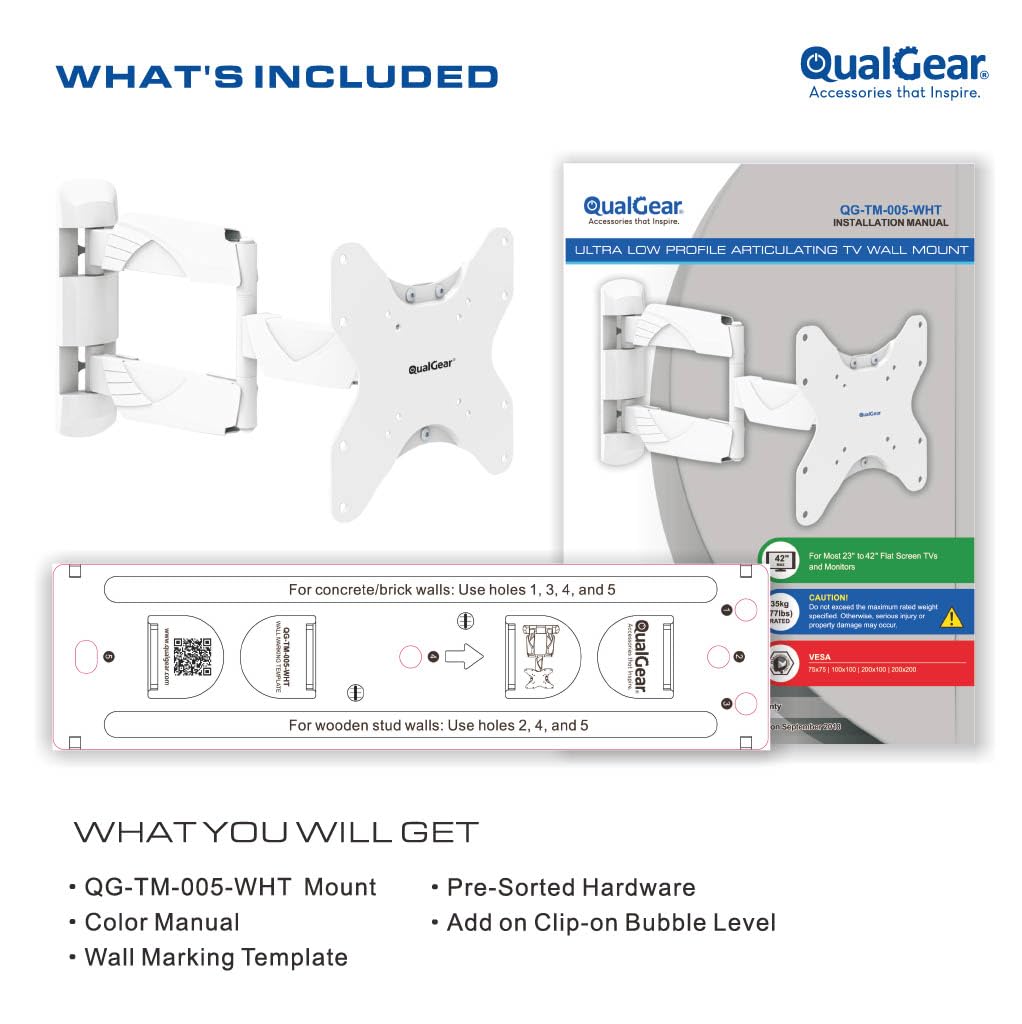 QualGear side profile retracted close to wall for space-saving benefit