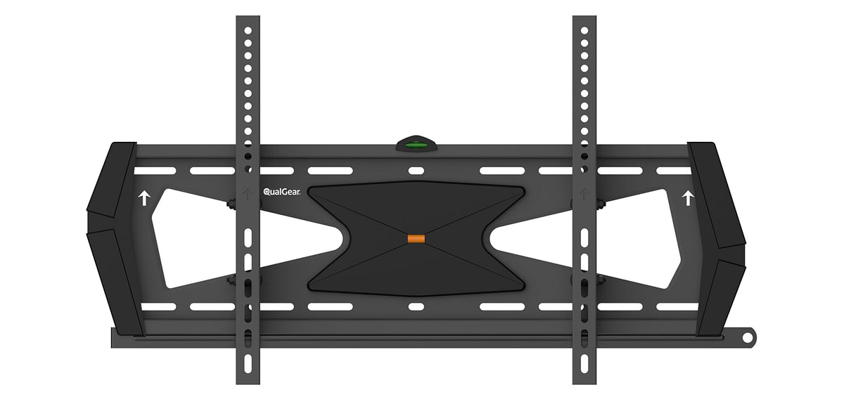 QualGear front view of mount installed close to wall showing slim profile and secure fit