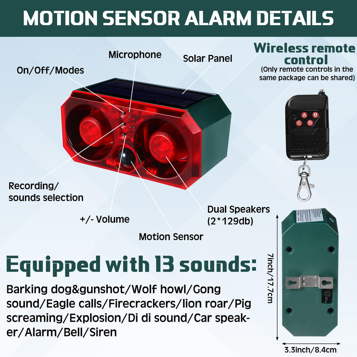 Qualirey animal deterrent dog barking sensor with stake helps deter wildlife