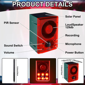 Qualirey alarm offers customizable sounds like dog barking to deter wildlife.