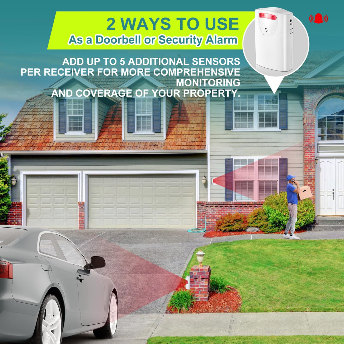 Qualirey driveway alarm package with two sensors for expanded protection.