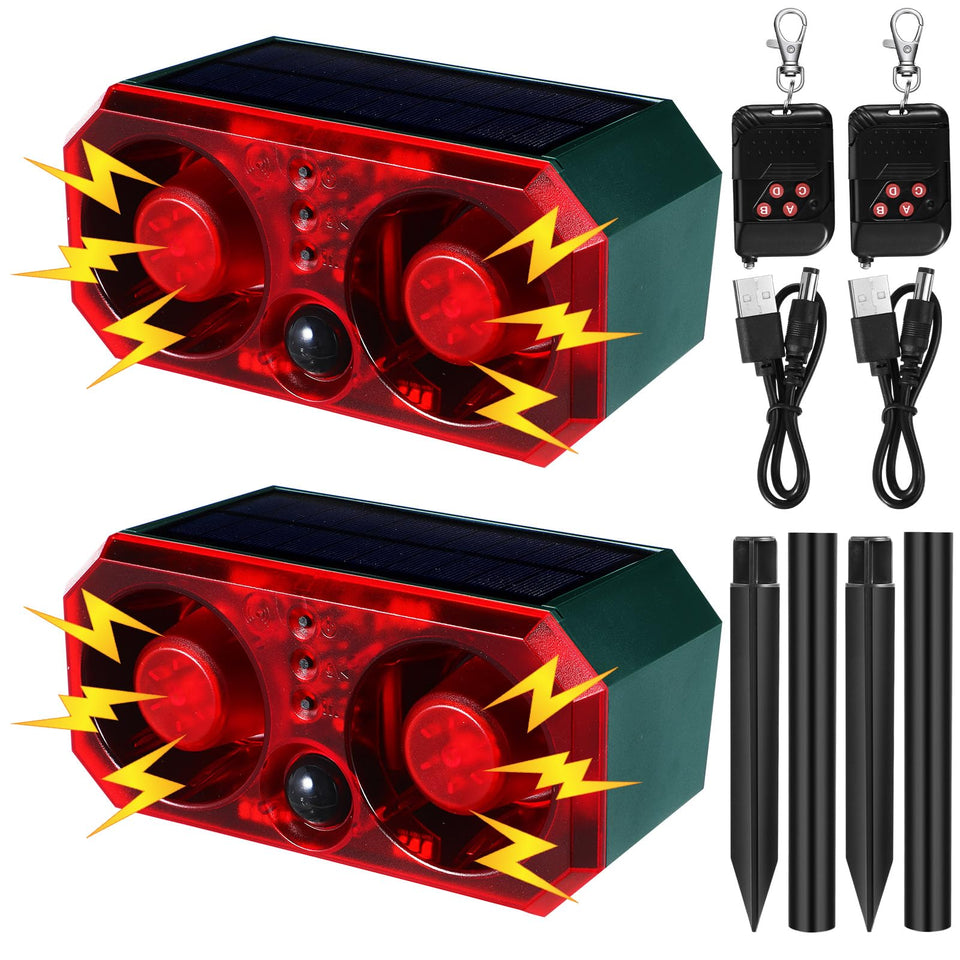 Qualirey front view of both alarm units showing included accessories and benefit of full kit