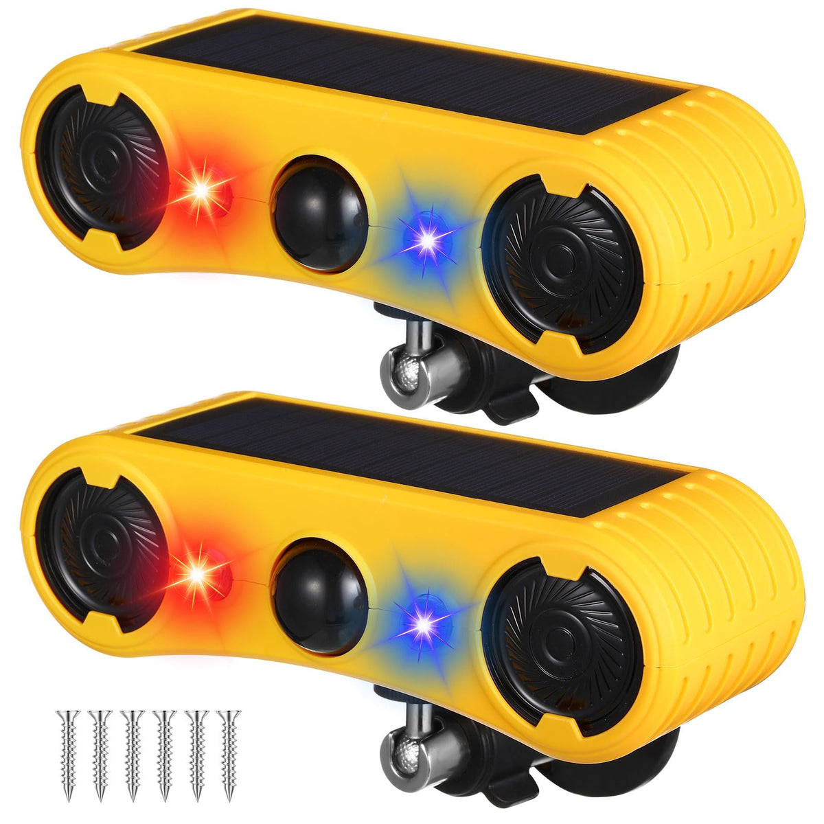 Qualirey front view of both alarms showing compact deterrent and quick setup benefit