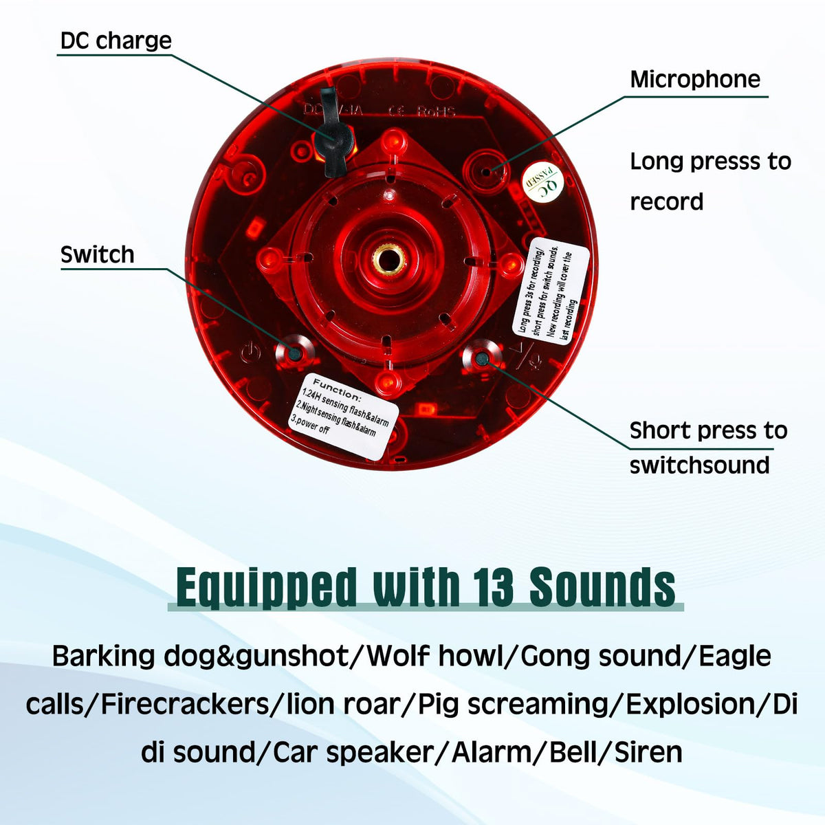 Qualirey recording mode interface showing customizable sound options.
