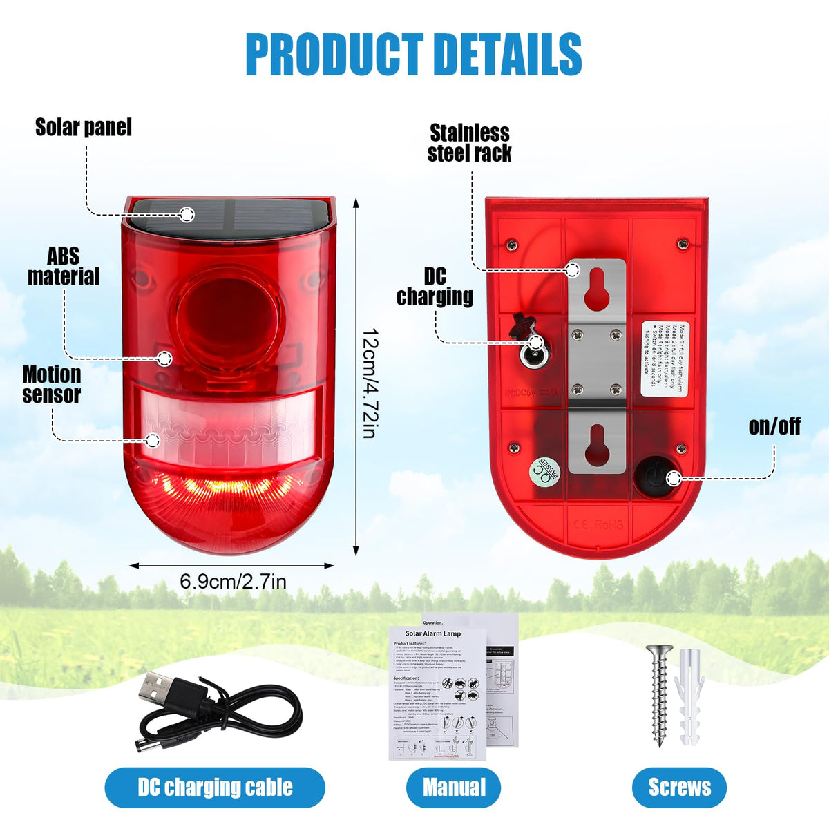 Qualirey motion sensor mounted on wall in red for perimeter coverage.
