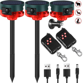 Qualirey solar outdoor alarm front view in red, ready for deterrence and security.