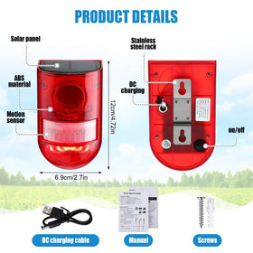 Qualirey 129dB solar siren for loud outdoor alerts