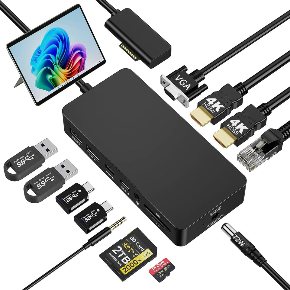 Quanlex Surface Dock enables triple 4K displays for enhanced multitasking.