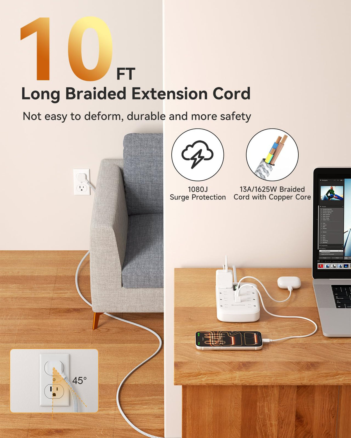 QuasarCheuk flat plug closeup fits flush to wall for space saving