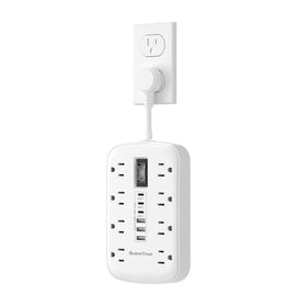 QuasarCheuk short extension cord front view—compact design saves desk space.