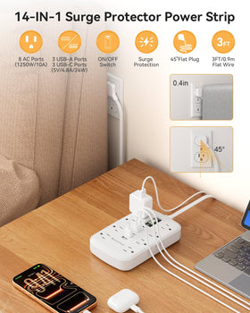 QuasarCheuk power strip with 3 USB-C ports for fast charging