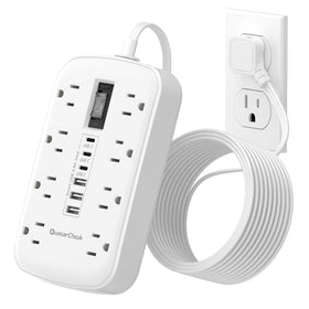 QuasarCheuk flat plug power strip with 8 outlets for versatile charging