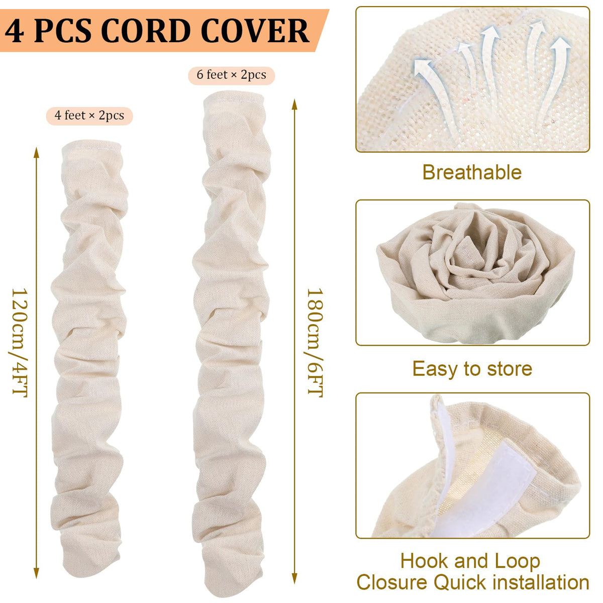 Queekay fabric cord cover for a 6ft chandelier keeps wires organized and discreet.