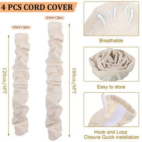 Queekay fabric cord cover for a 6ft chandelier keeps wires organized and discreet.