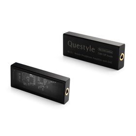Questyle M12i front view showcases compact HiFi amplifier for on-the-go listening.