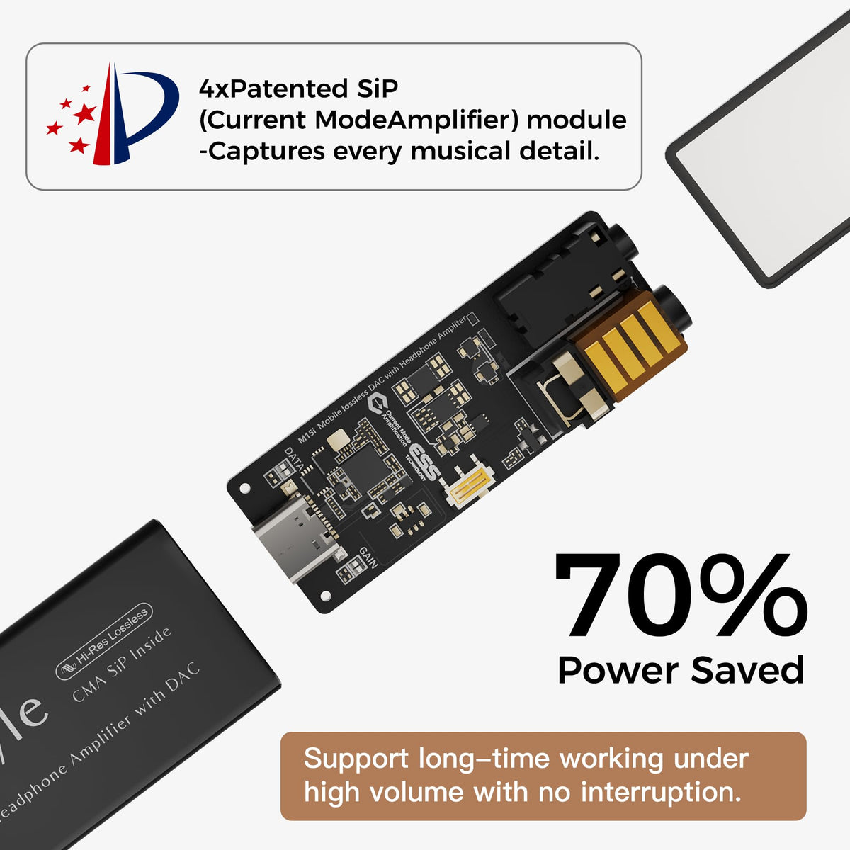 Questyle M15i 4.4mm balanced output for detailed headphone sound.