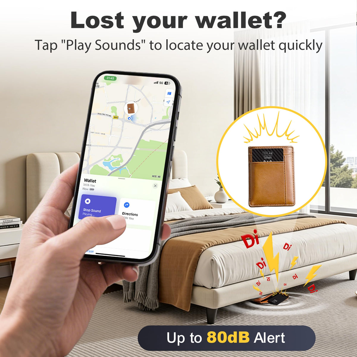 QUICKHORSE tracker tucked inside a wallet illustrating hidden protection for valuables