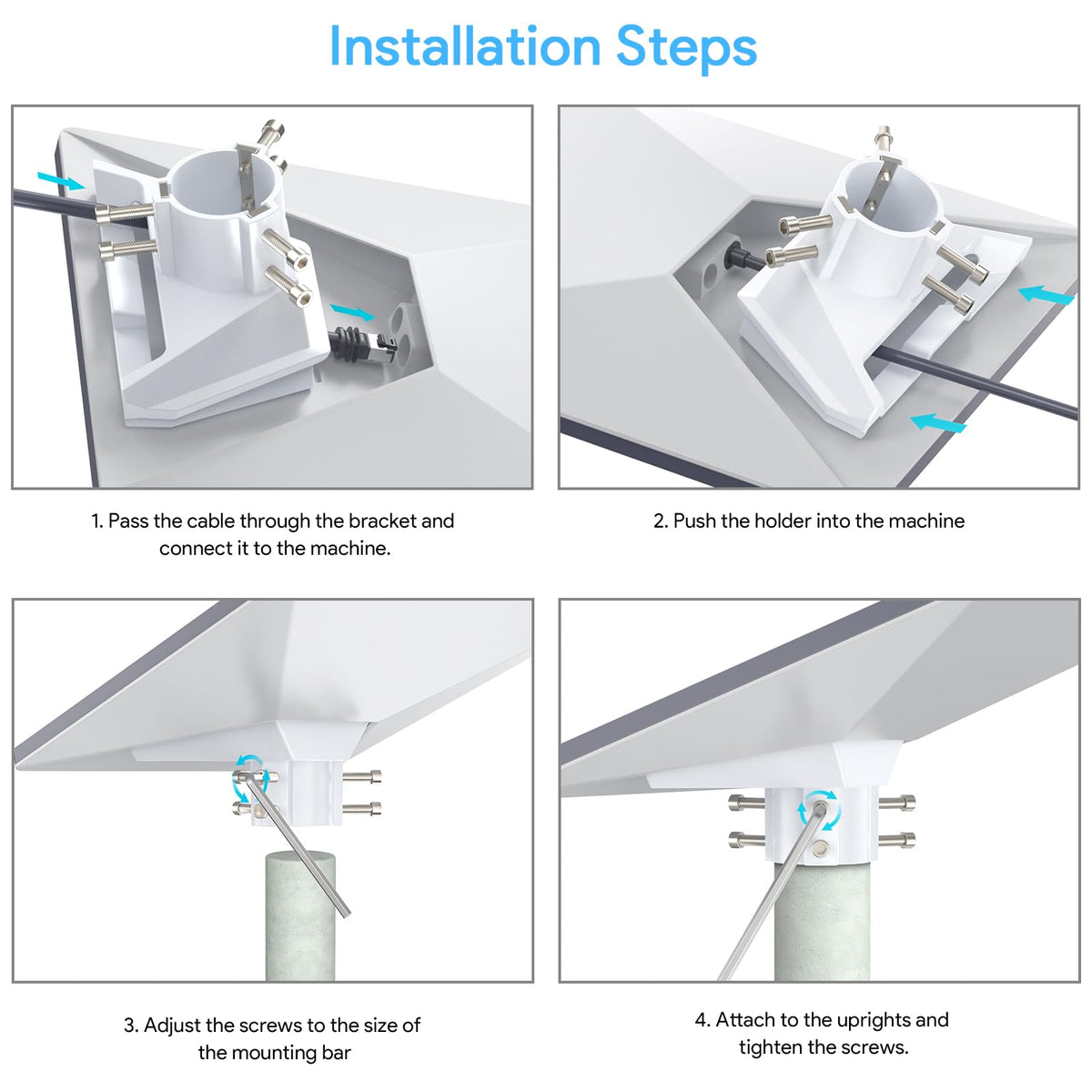 Quiddity Mount installation step shows slide and tighten for quick setup.