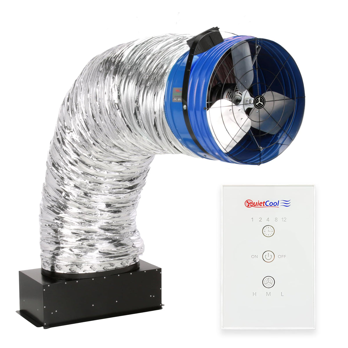 QuietCool QC-CL-5400 RF attic install for efficient cooling.