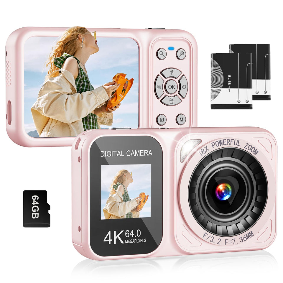 QUOLODOO front view in pink showing compact camera and quick-shutter benefit