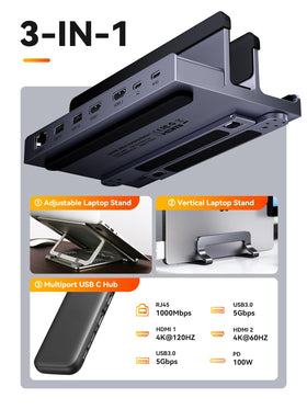 QUUGE dual HDMI 4K output enables crisp multitasking.