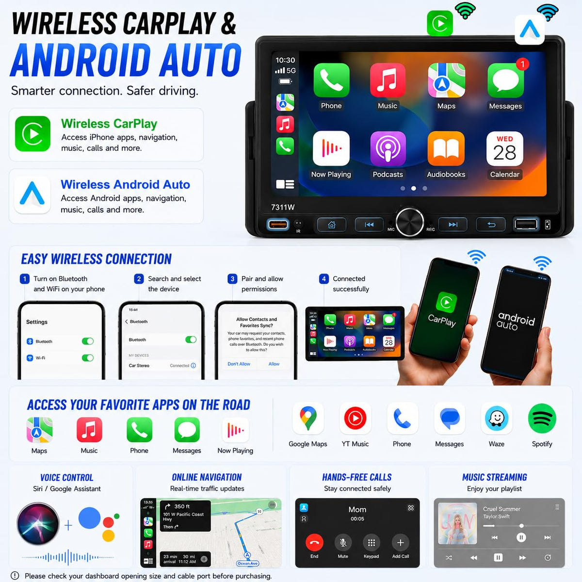 Quzaltrix 7inch din Android Auto display for easy navigation