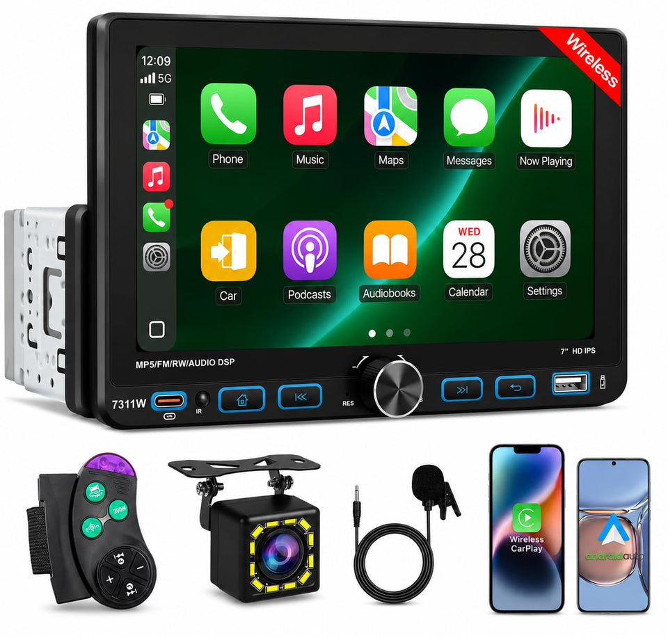 Quzaltrix 7inch din with wireless CarPlay for seamless iPhone use