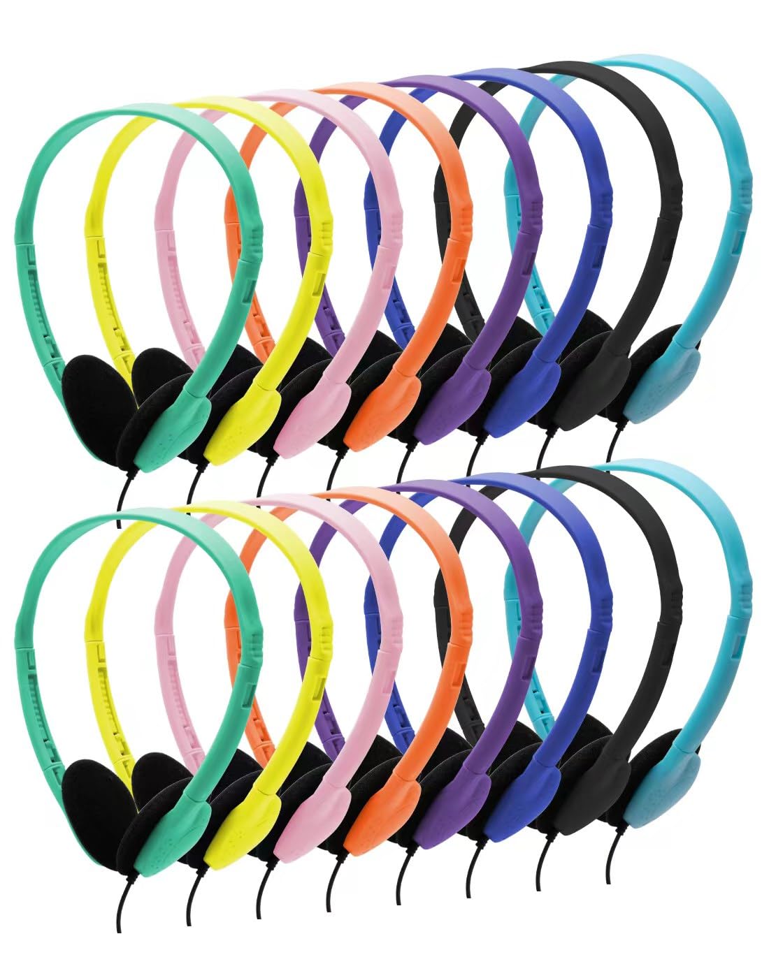 QWERDF 16-pack headphones in bulk packaging for easy classroom distribution.