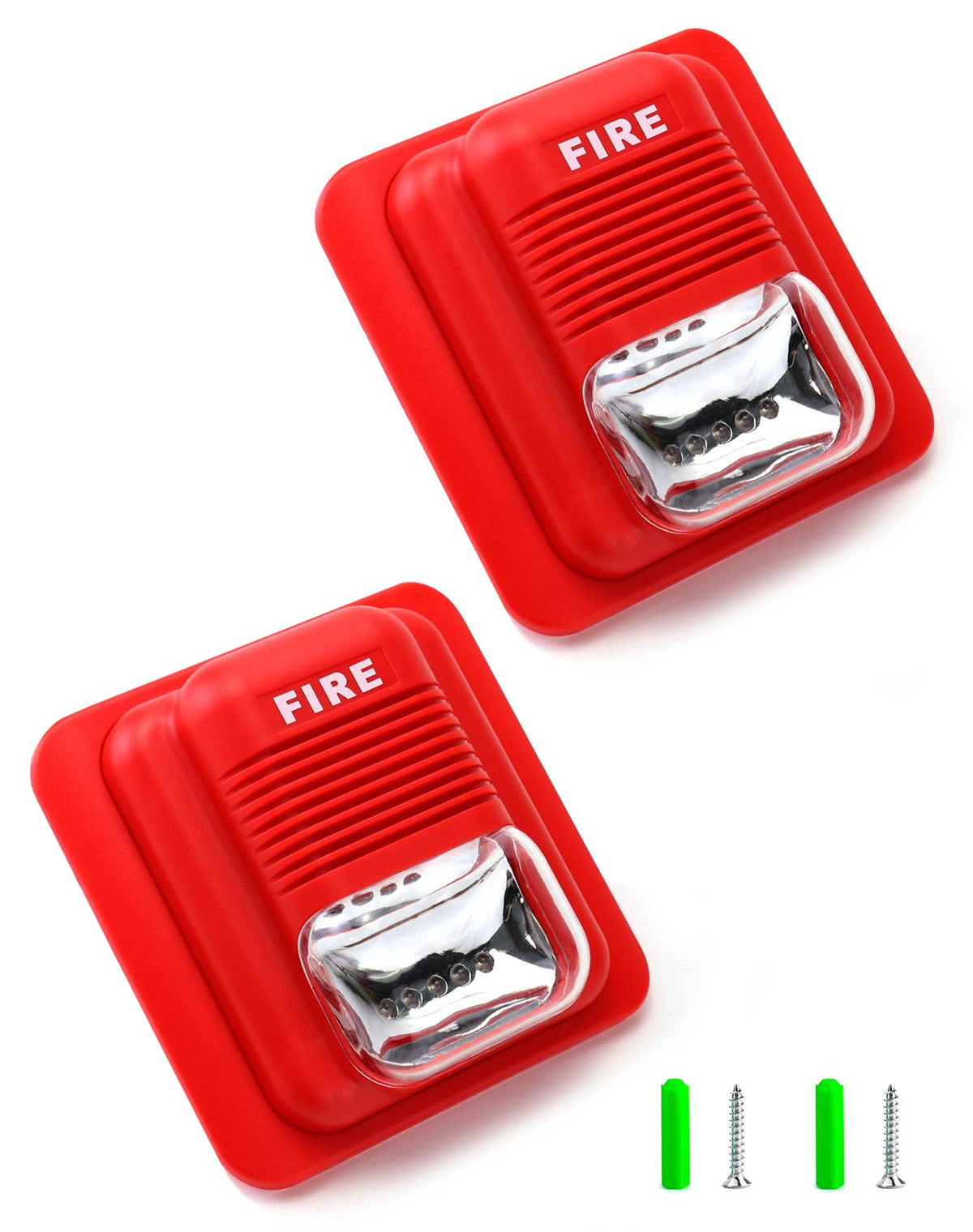 QWORK four-pack fire alarm strobe LEDs lit for clear visual alert in any room.