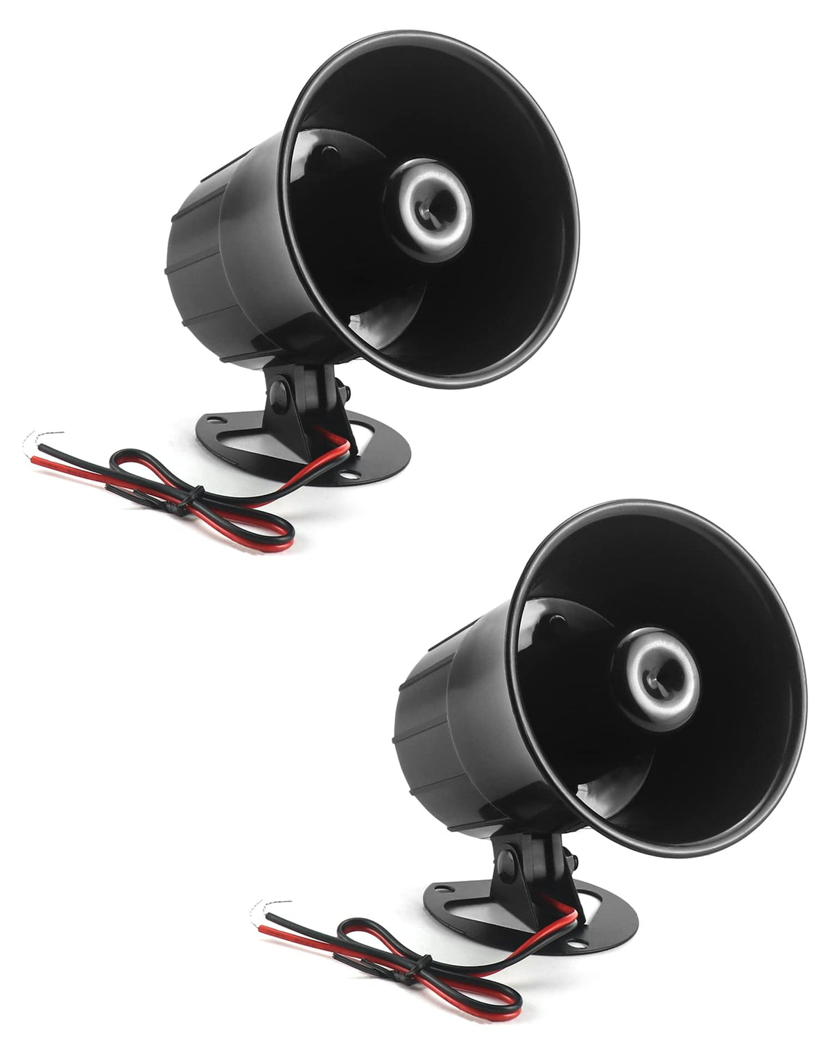 QWORK front view of two sirens showing design and compactness for clear alerts