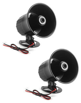QWORK front view of two sirens showing design and compactness for clear alerts